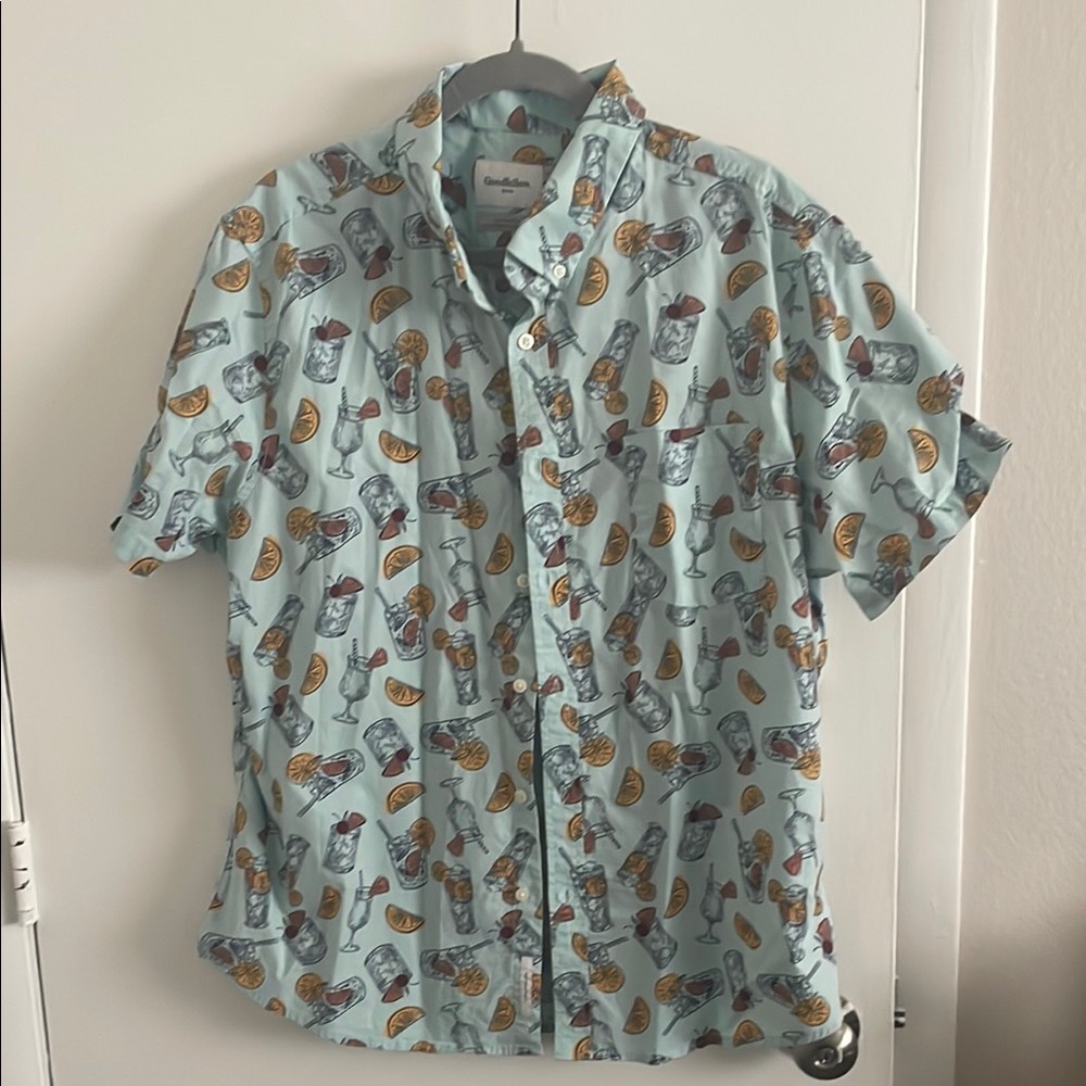 Tropical Blue Patterned Men's Shirt